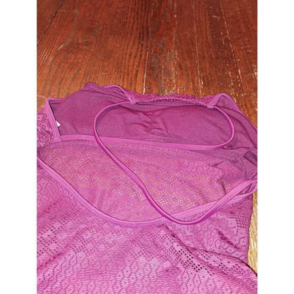 Medium 8/10 Time and Tru Burgandy Lace One Piece Swimsuit Bathing Suit Swimwear - Picture 6 of 7
